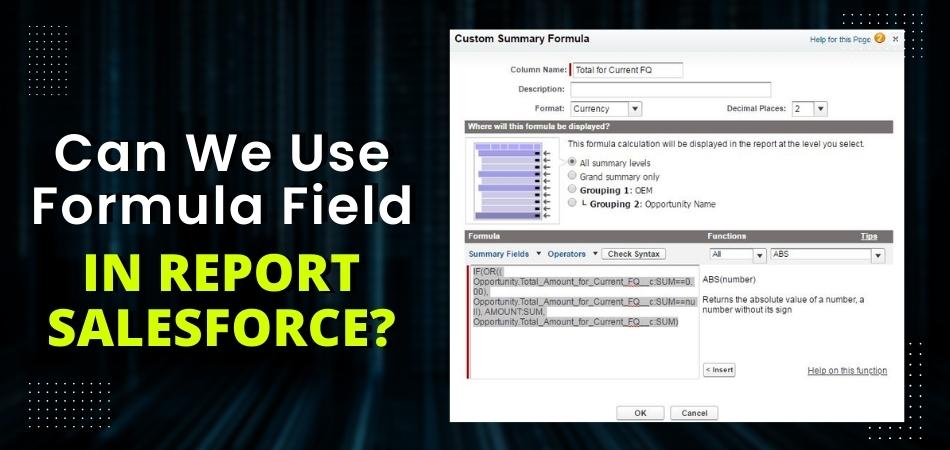 Can We Use Formula Field in Report Salesforce?