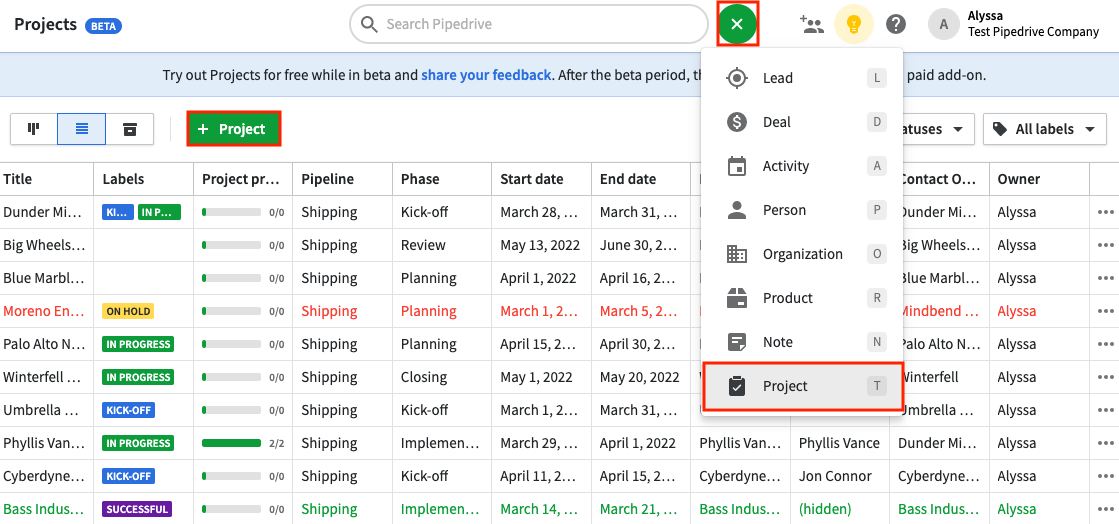 Can You Search by Project Youre on in Pipedrive?