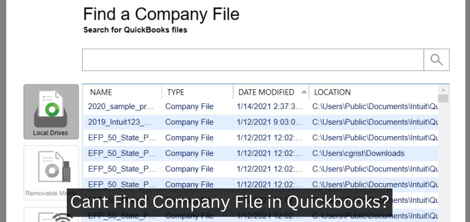 Cant Find Company File in Quickbooks