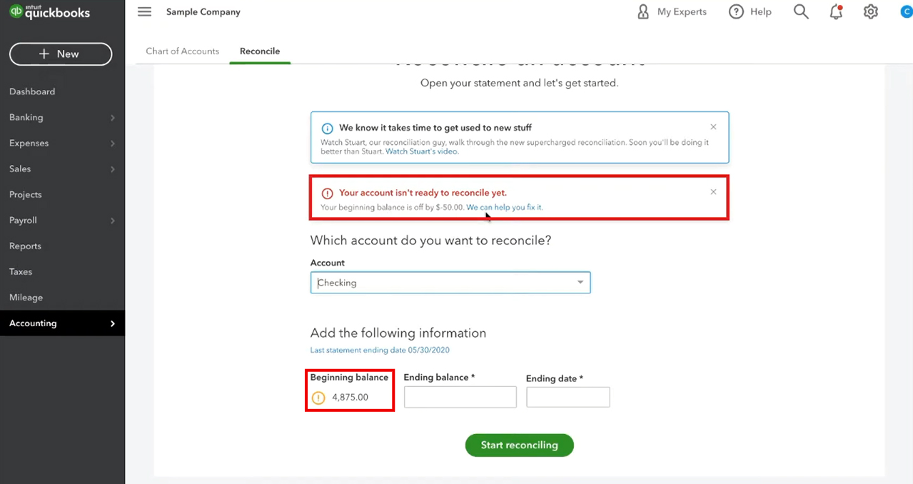 How to Change Beginning Balance in Quickbooks