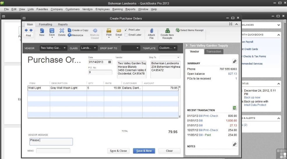 How to Create a Purchase Order in Quickbooks