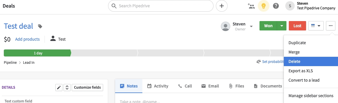 How to Delete a Deal in Pipedrive?