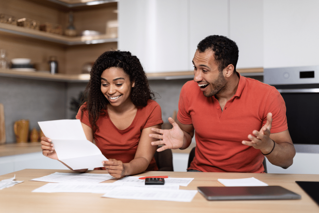 Couple creating a Family Budget.