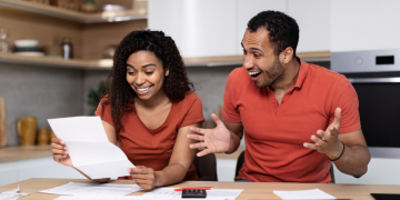 Couple creating a Family Budget.