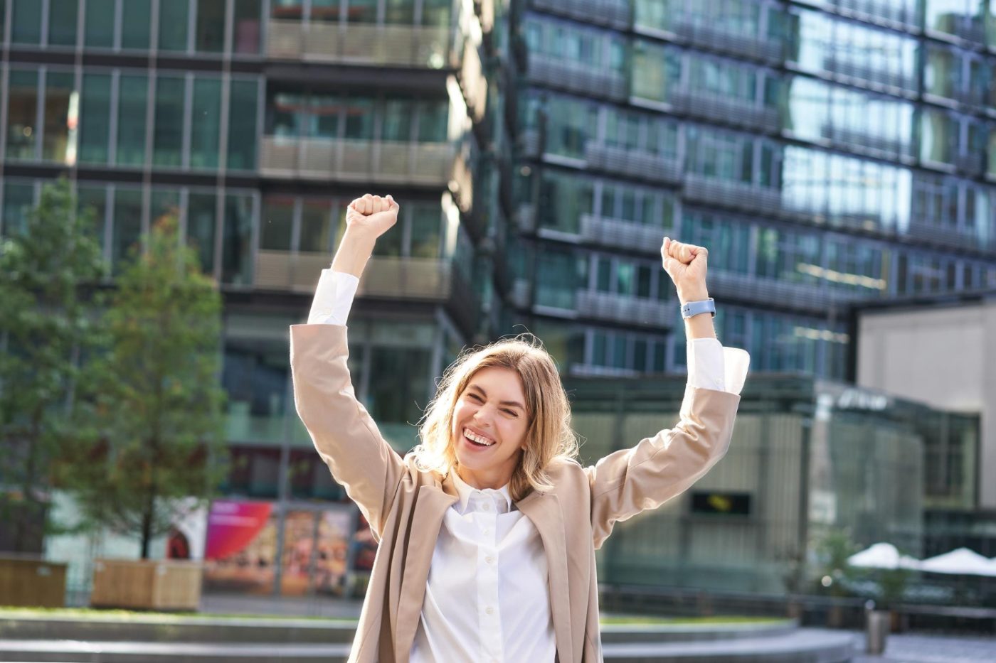 woman celebrating her financial independence