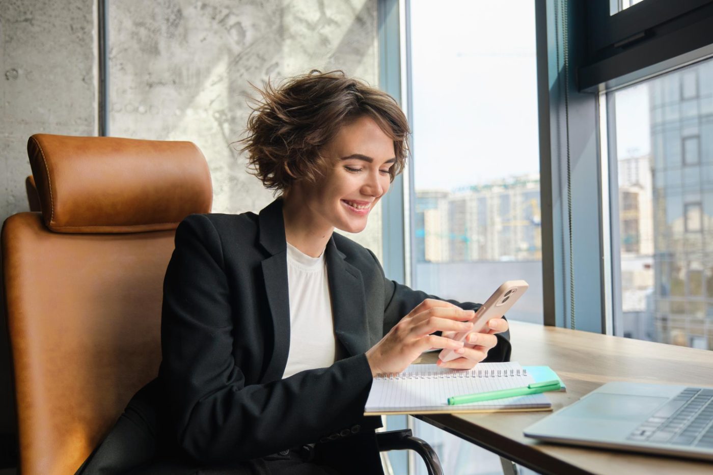 woman at work checking her business credit score