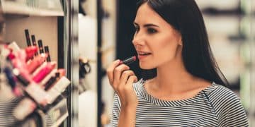 Woman enjoying sephora free samples.